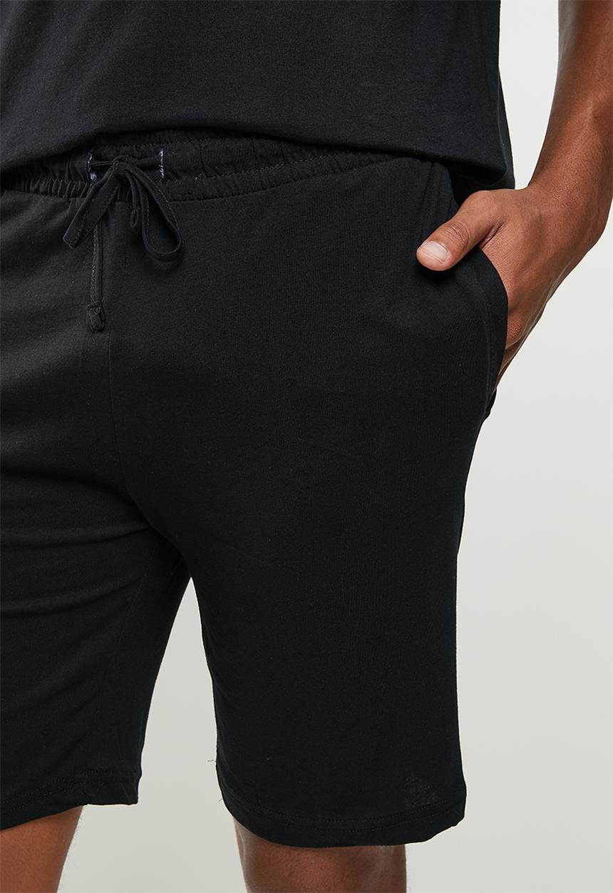 Brave Soul - Zucchini plain short sleeve lounge set - jet black