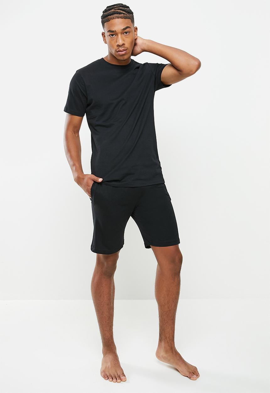 Brave Soul - Zucchini plain short sleeve lounge set - jet black
