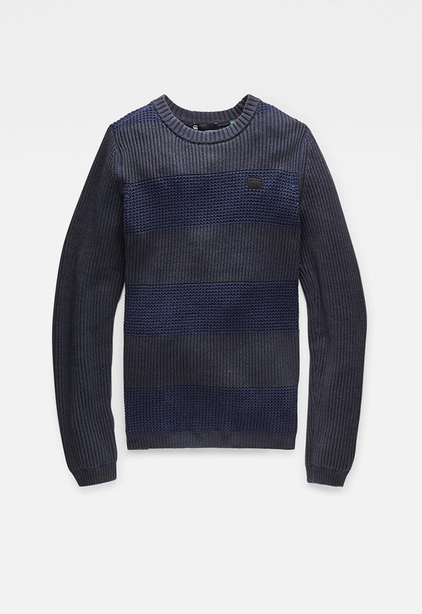 G-STAR - Stripe r knit - cloack/servant blue