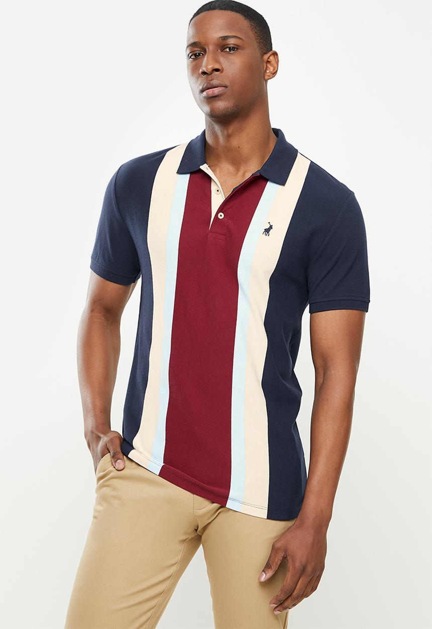 POLO - Mens vertical stripe short sleeve golfer - multi 