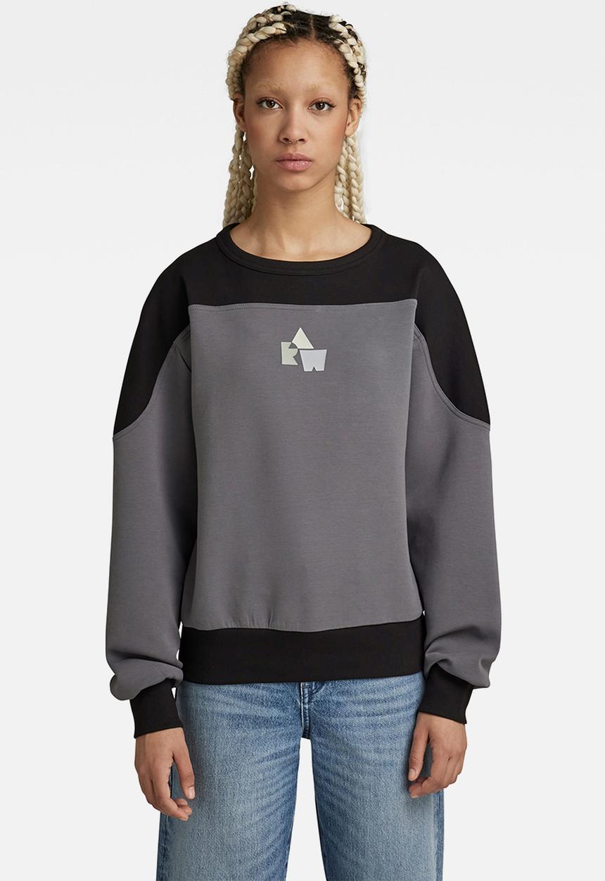 G-STAR - Graphic insert r sweat - granite/dk black color block