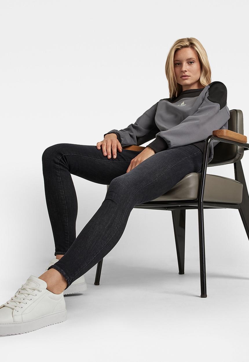 G-STAR - Graphic insert r sweat - granite/dk black color block