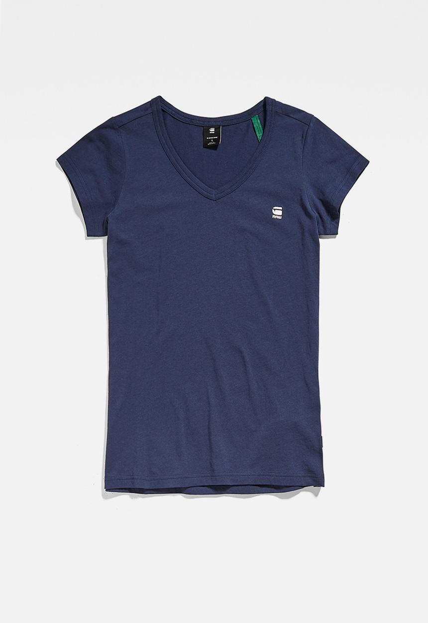 G-STAR - Eyben slim short sleeve v t - sartho blue