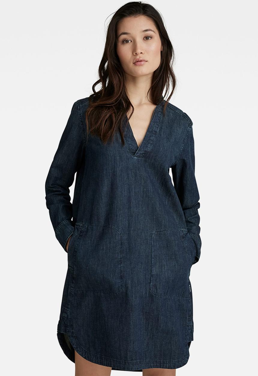 G-STAR - Millery v neck shirt dress - worn in riverblue