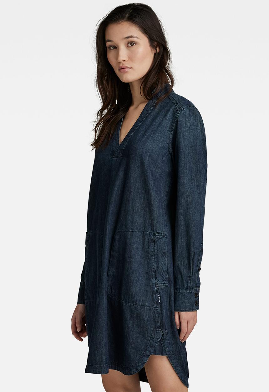 G-STAR - Millery v neck shirt dress - worn in riverblue