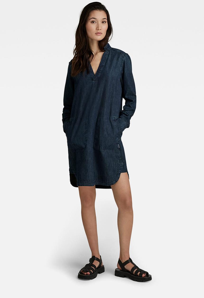 G-STAR - Millery v neck shirt dress - worn in riverblue