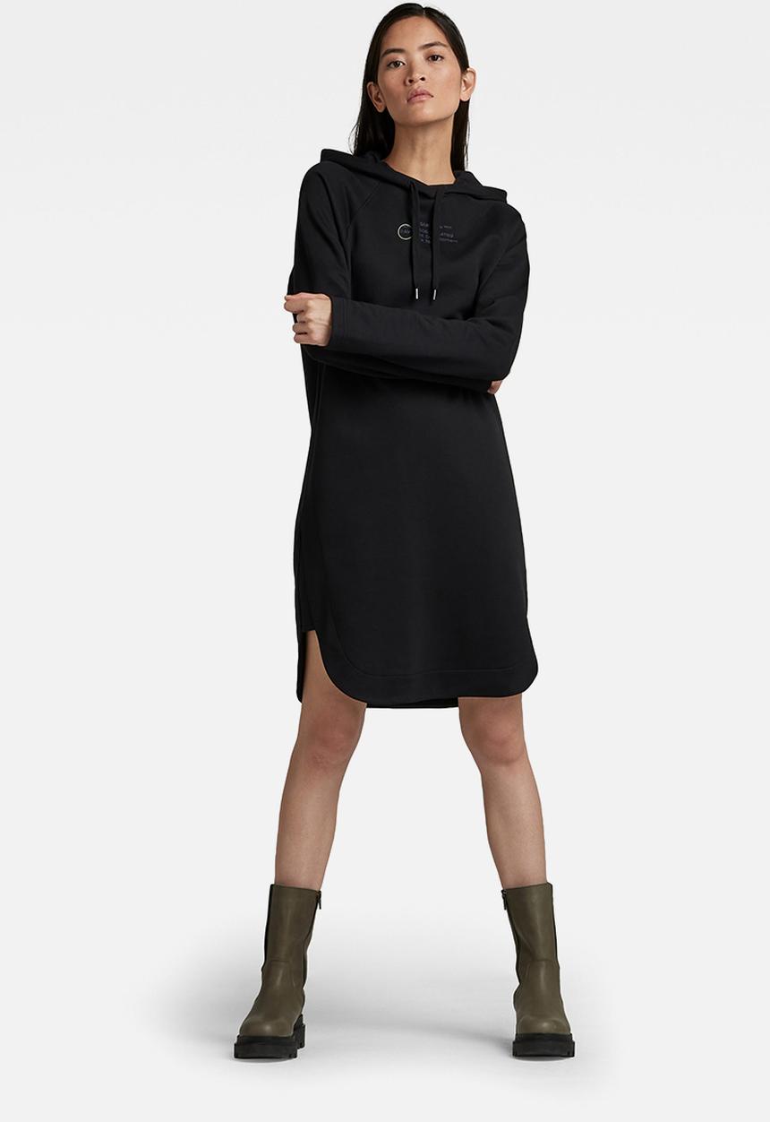 G-STAR - Graphic loose hooded sweater dress - black