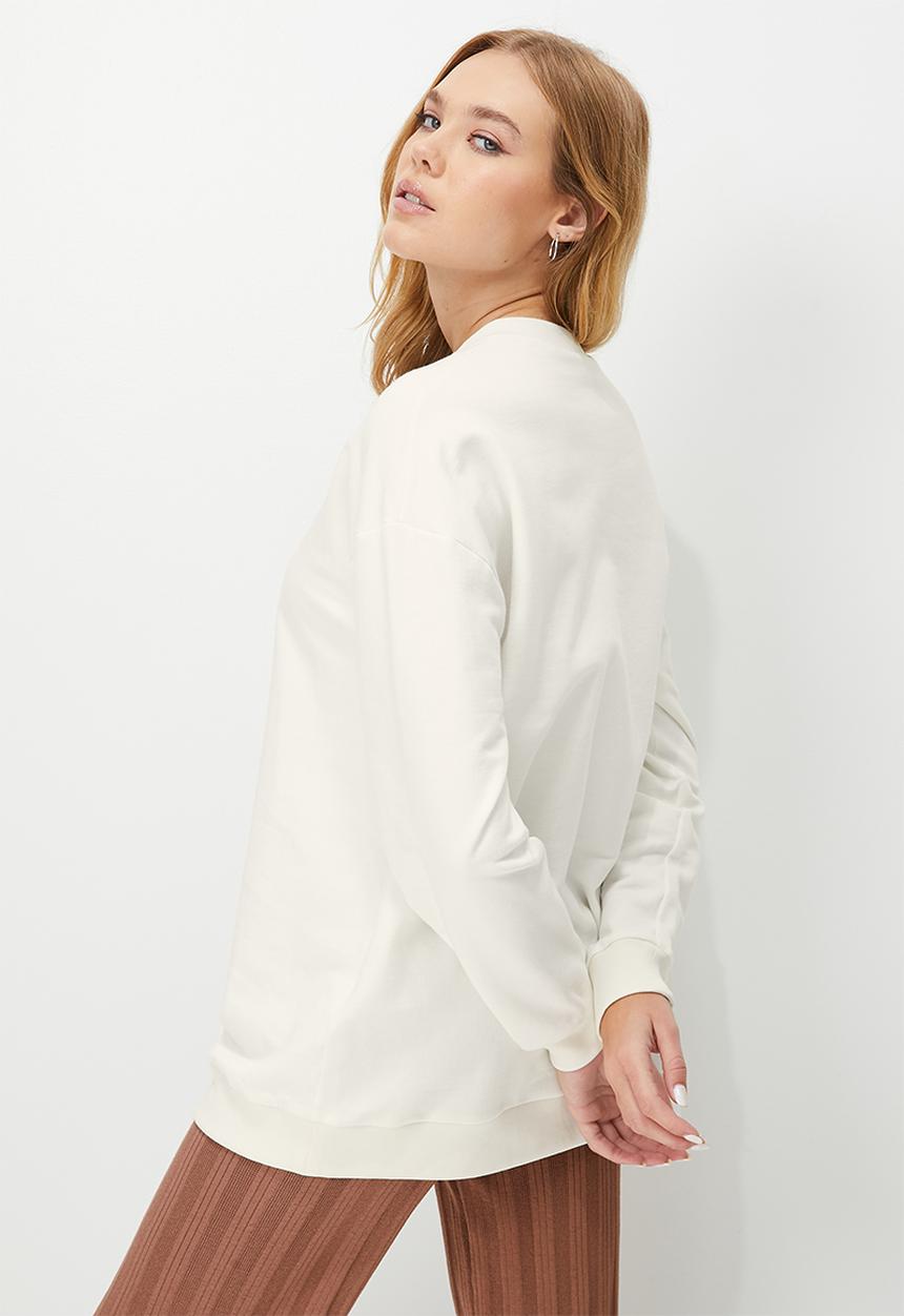 Blake - Oversized crew sweat - white