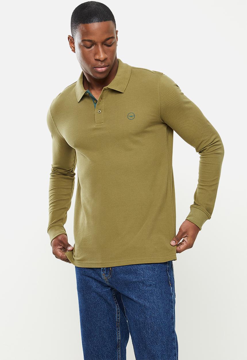 Hi-Tec - Pique Long Sleeve Polo  - Olive
