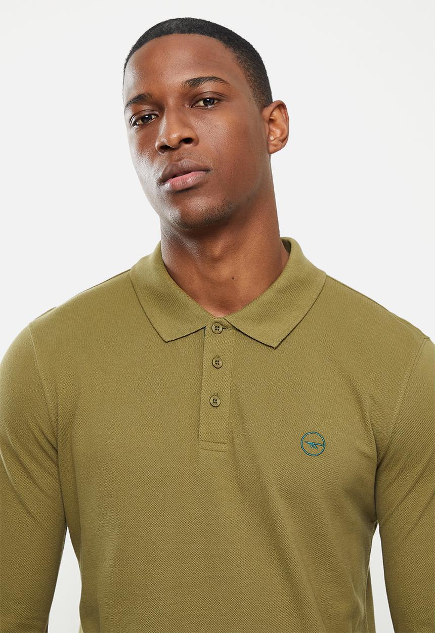 Hi-Tec - Pique Long Sleeve Polo  - Olive