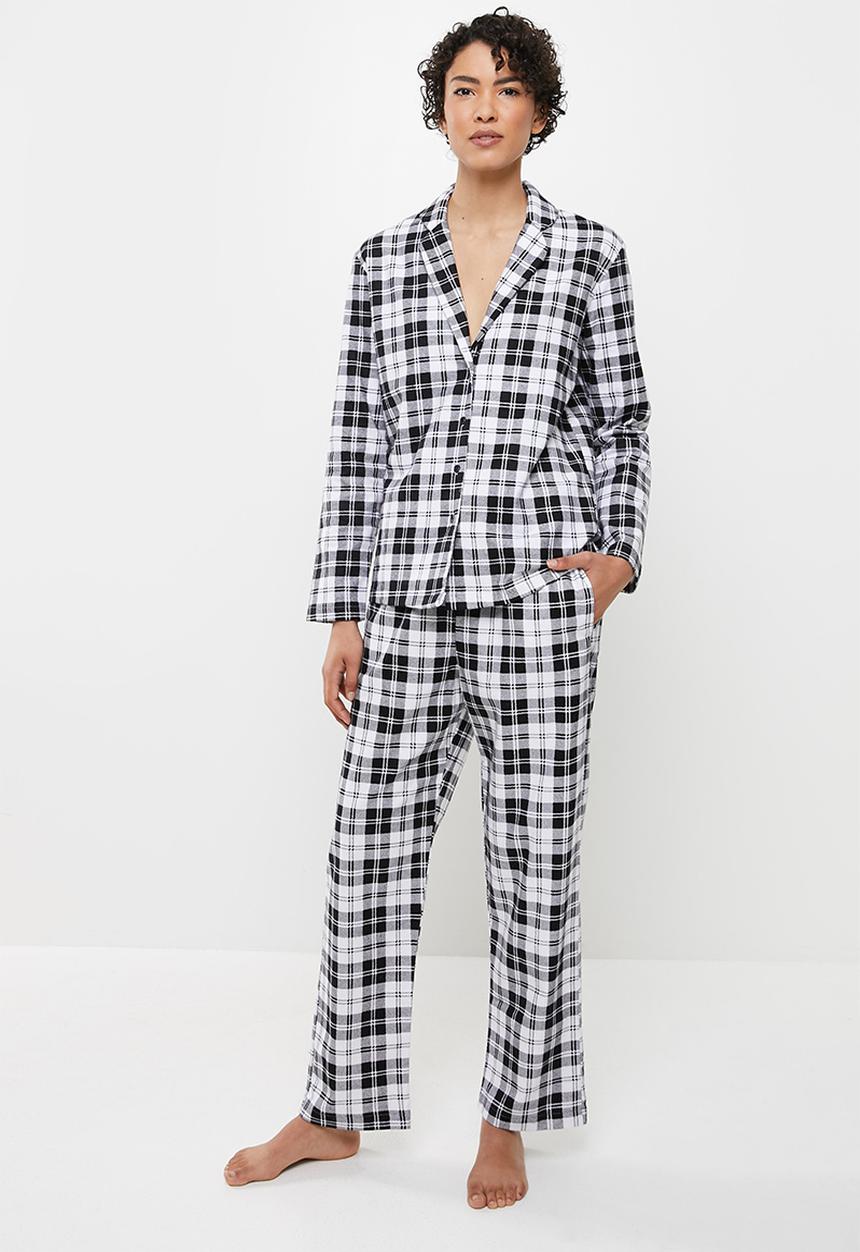 Superbalist - Flannel sleep shirt & pants - black check
