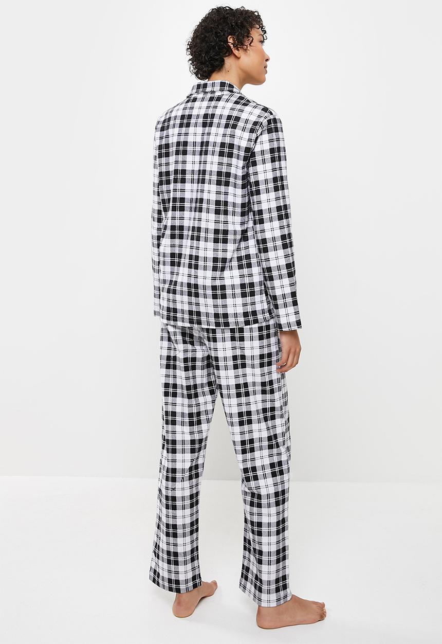 Superbalist - Flannel sleep shirt & pants - black check