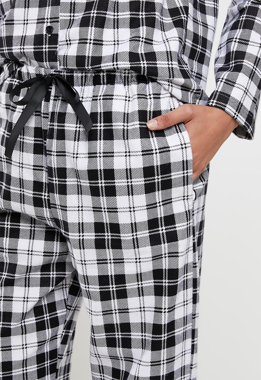 Superbalist - Flannel sleep shirt & pants - black check