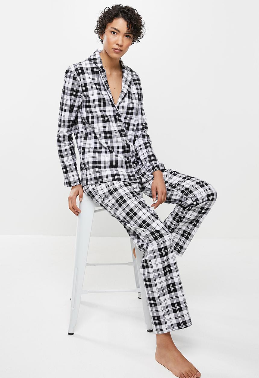 Superbalist - Flannel sleep shirt & pants - black check
