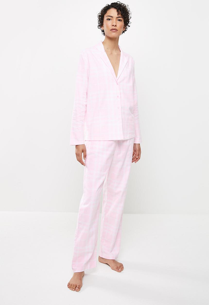 Superbalist - Flannel sleep shirt & pants - pink check