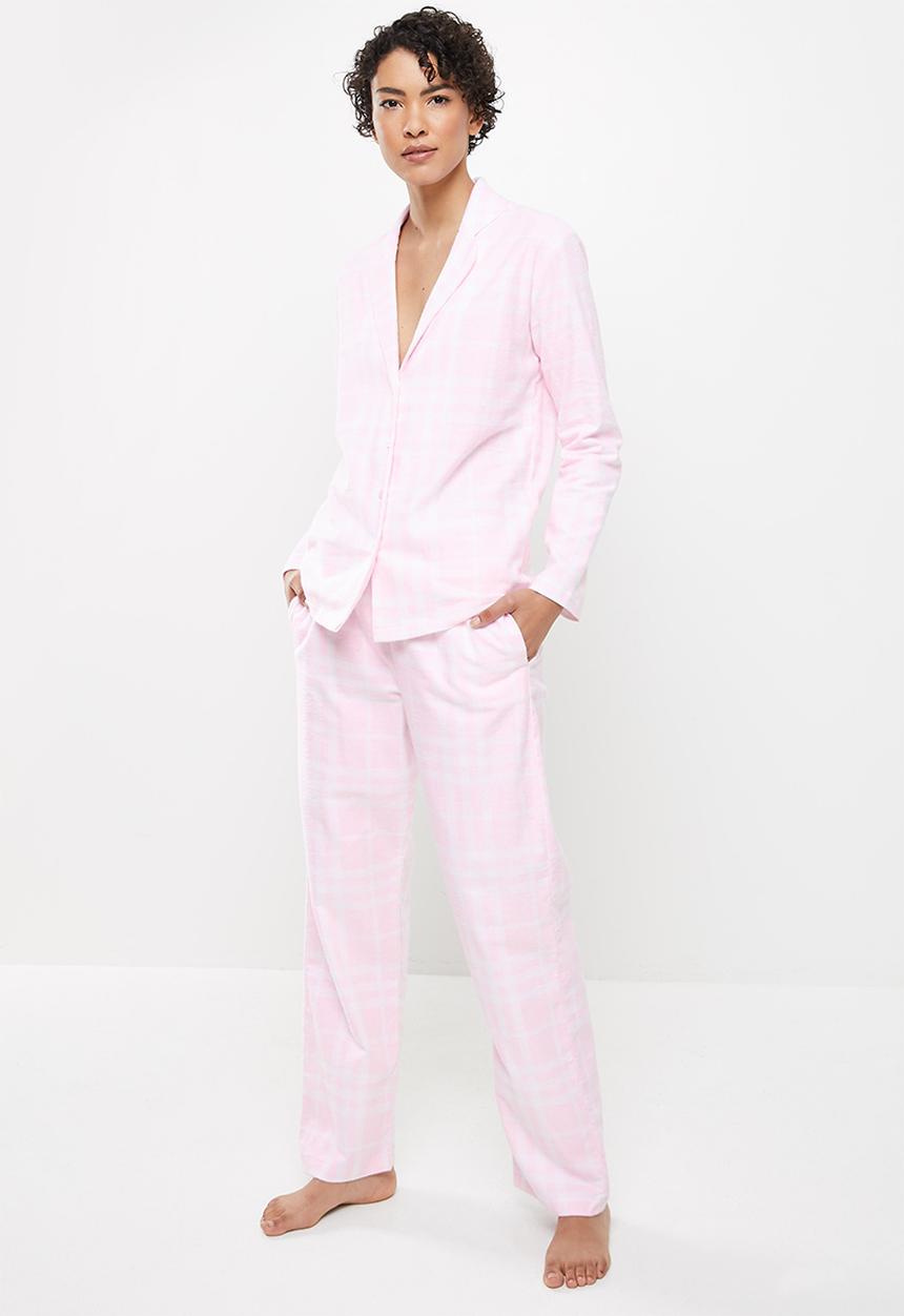 Superbalist - Flannel sleep shirt & pants - pink check