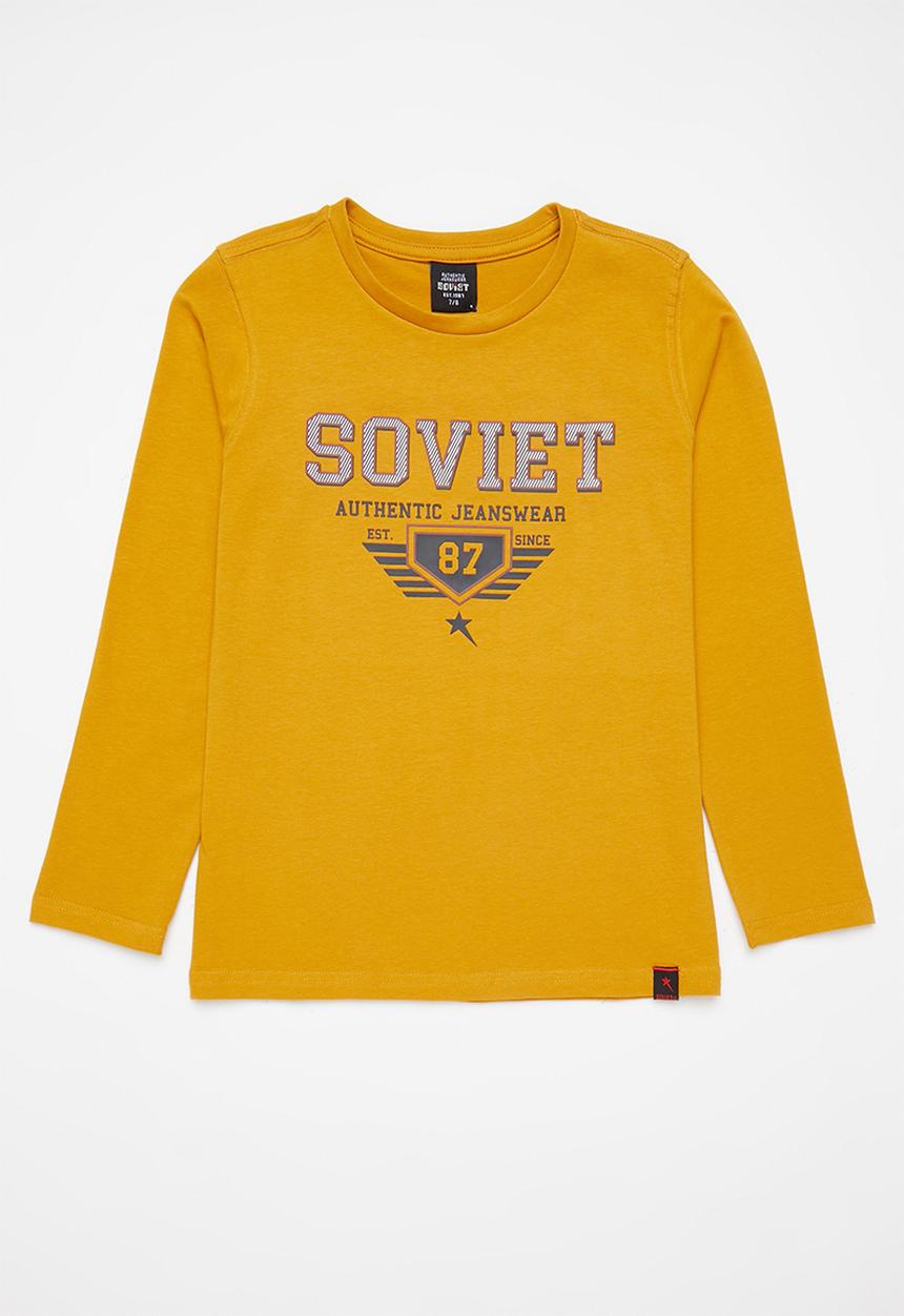 SOVIET - B decker boys long sleeve logo tee - mustard