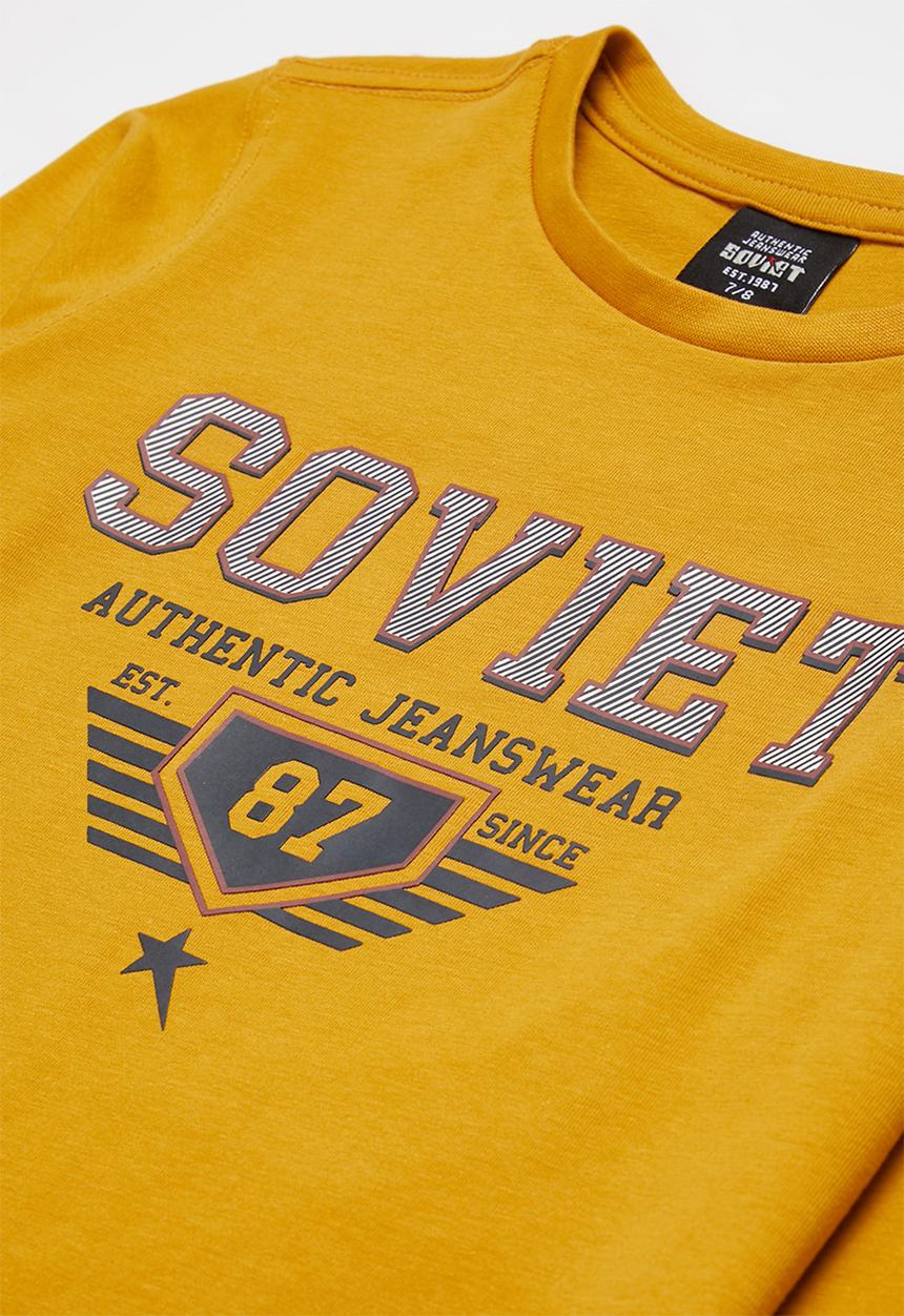 SOVIET - B decker boys long sleeve logo tee - mustard