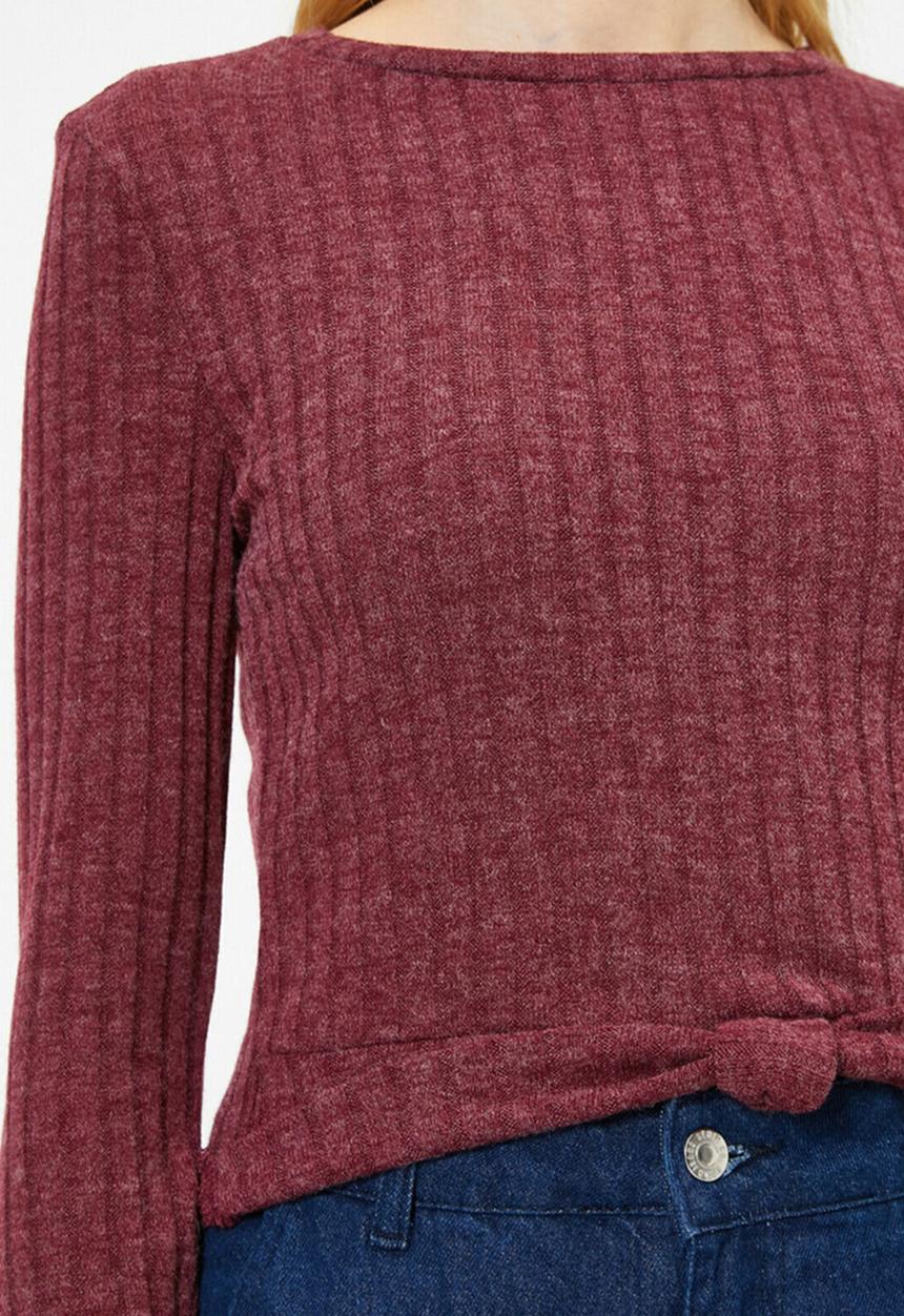 Koton - Crew neck long sleeve jumper - burgundy
