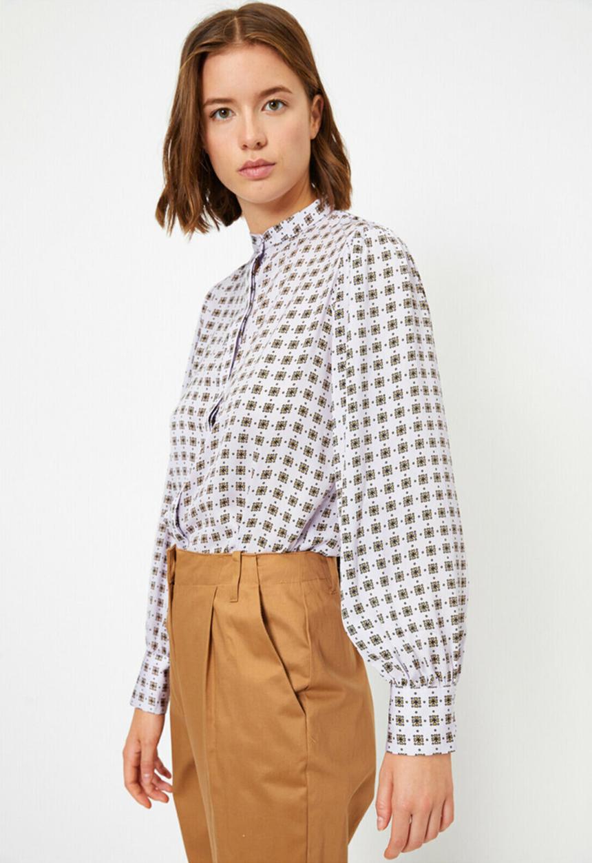 Koton - Button detailed patterned shirt - pale purple