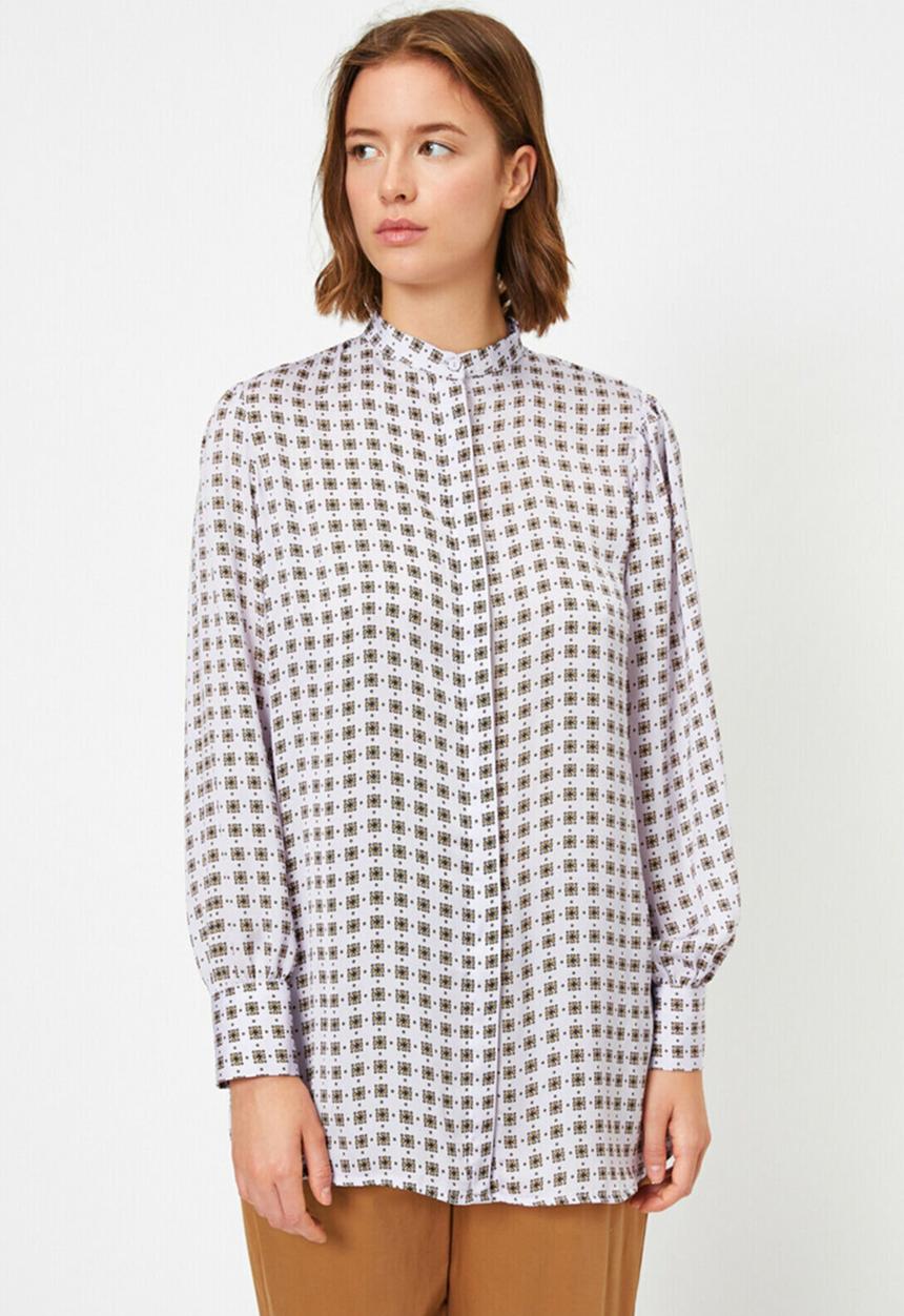 Koton - Button detailed patterned shirt - pale purple