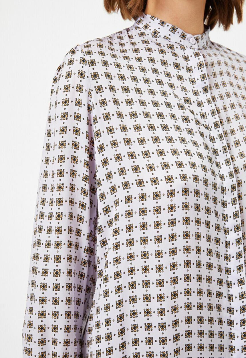Koton - Button detailed patterned shirt - pale purple