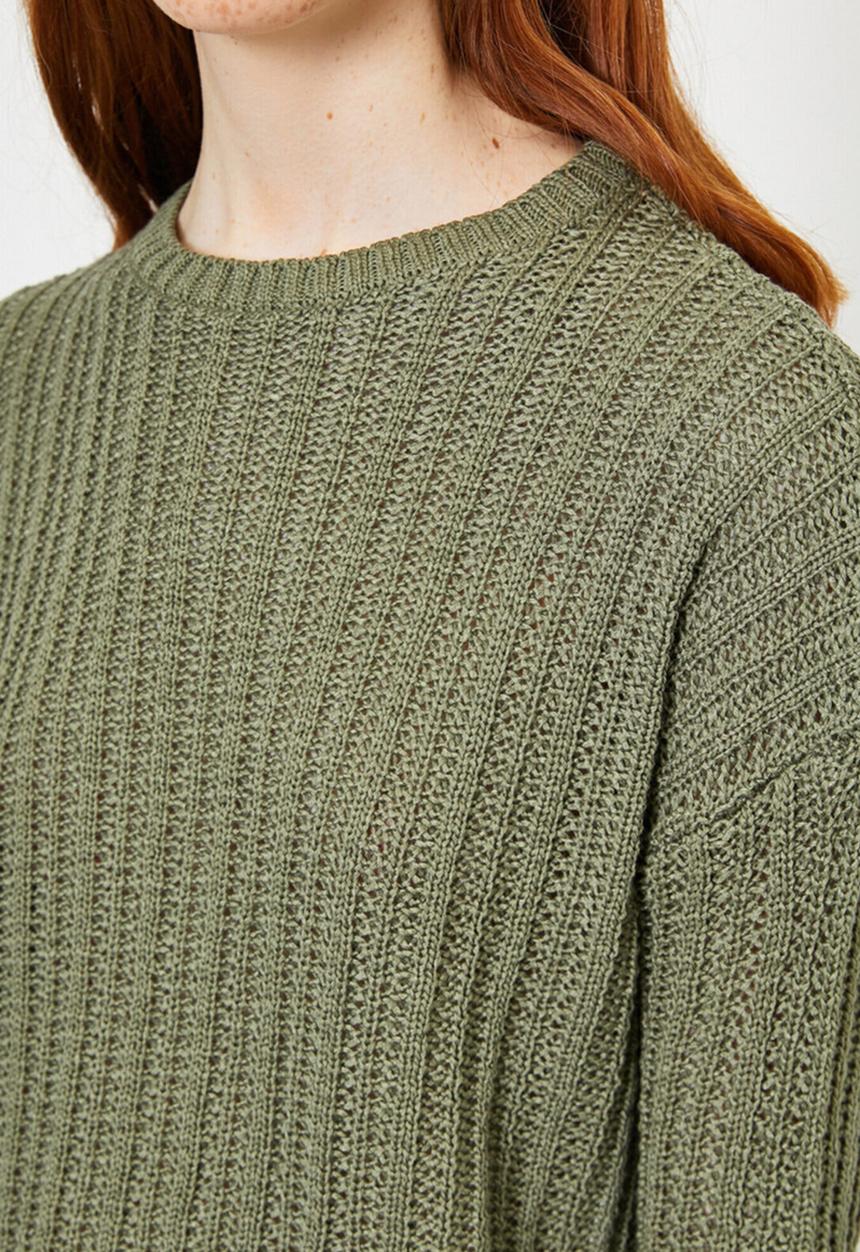 Koton - Crew neck long sleeve jumper - khaki