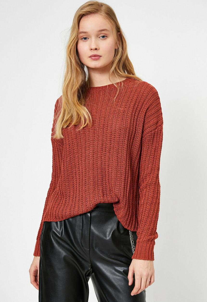 Koton - Crew neck long sleeve jumper - tile