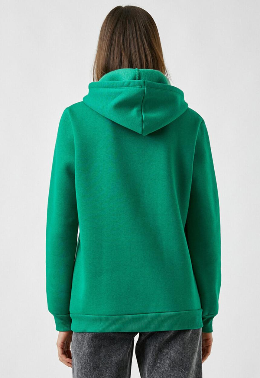 Koton - Hoodie pocket printed sweatshirt - green
