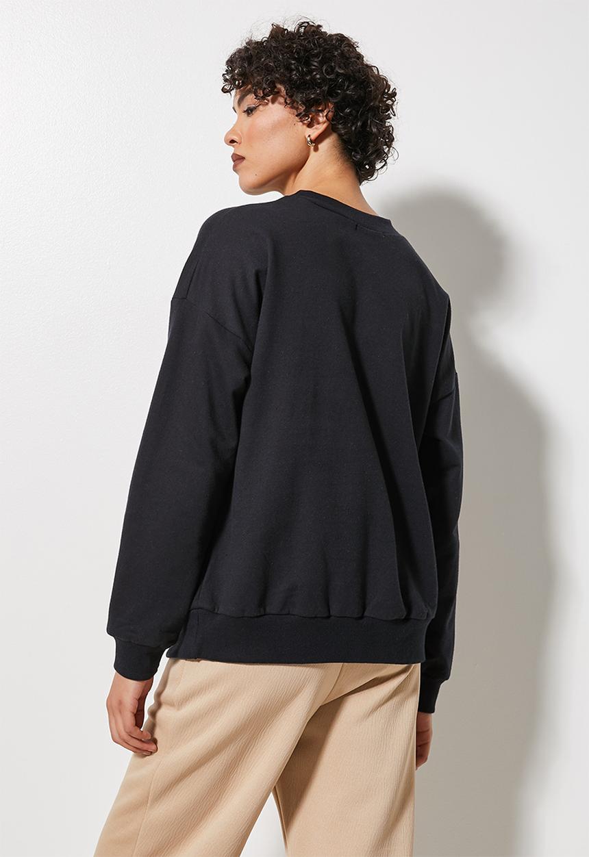 Superbalist - Graphic crew neck sweat - black