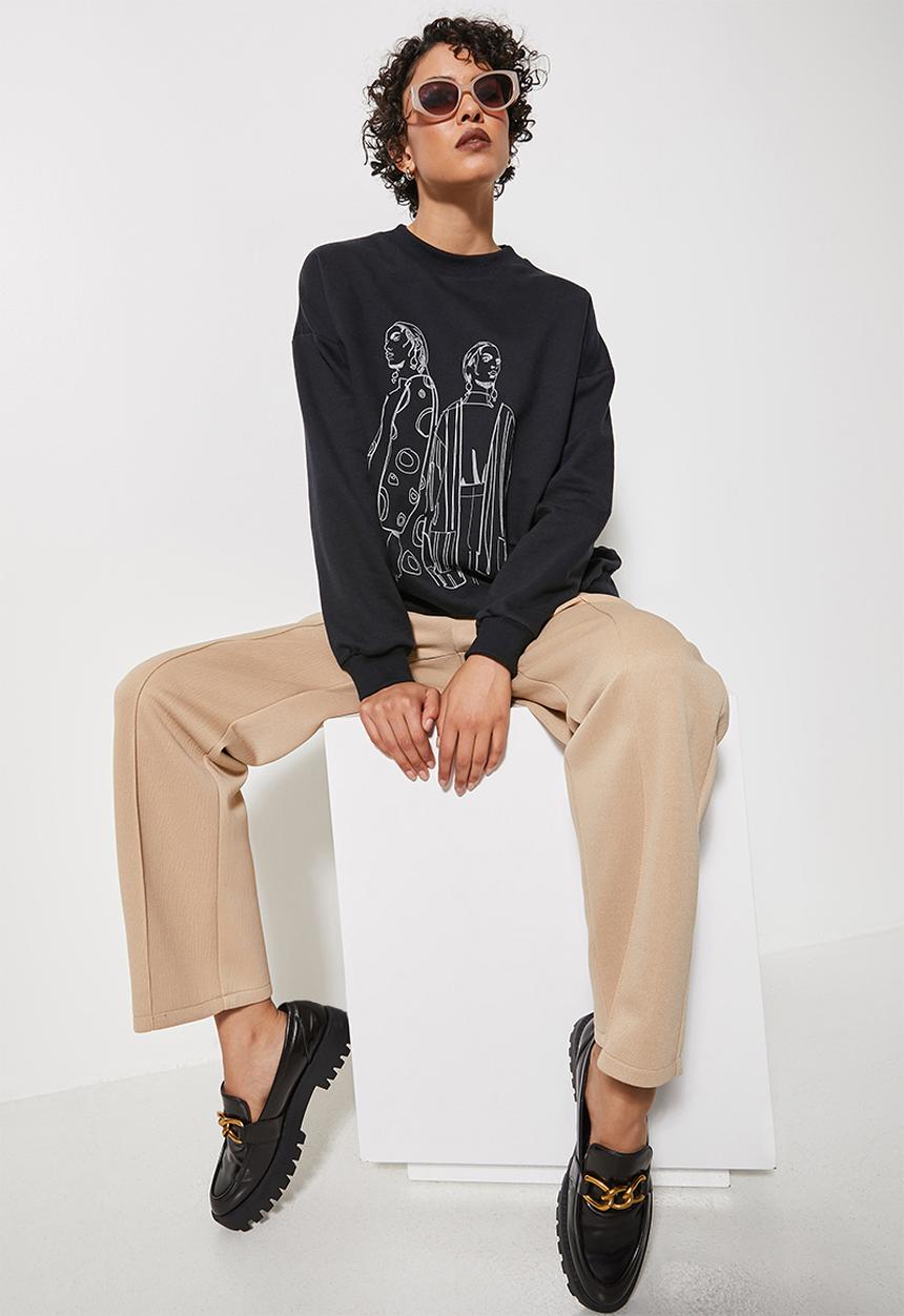 Superbalist - Graphic crew neck sweat - black