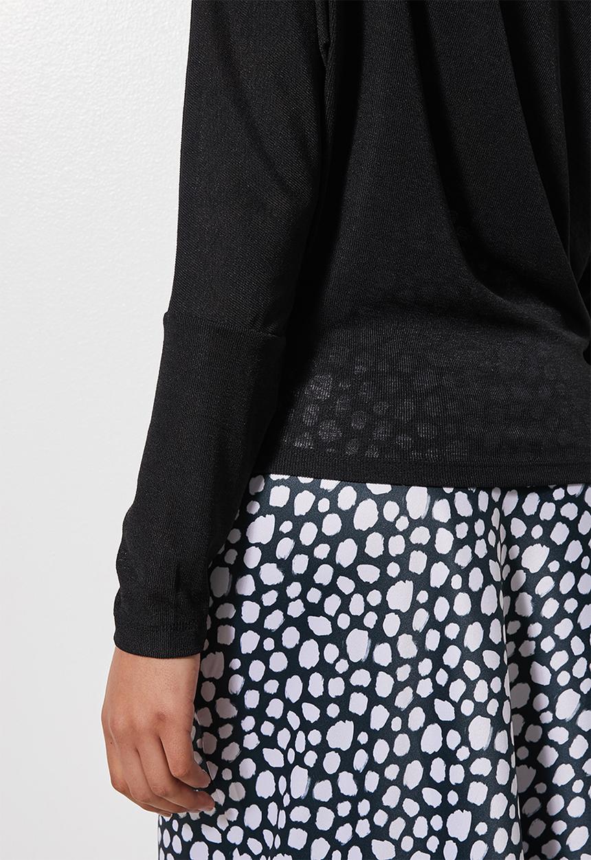 VELVET - Soft touch draped off the shoulder top - black