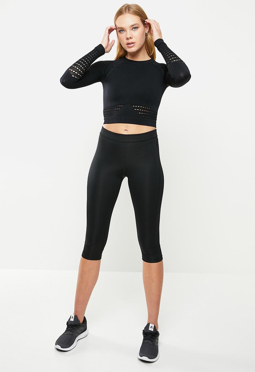 Trendyol - Crop seamless sport blouse  - black