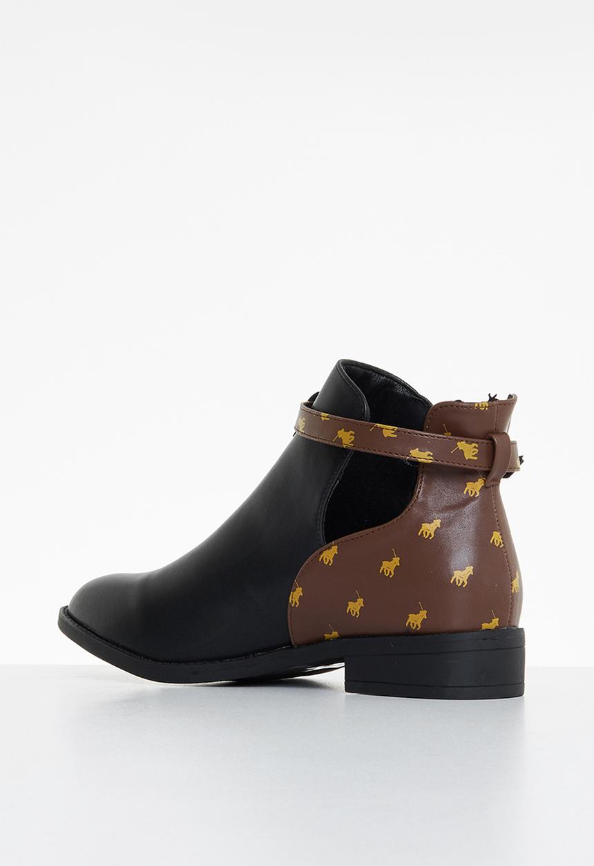 POLO - Monogram cut out ankle boot - brown