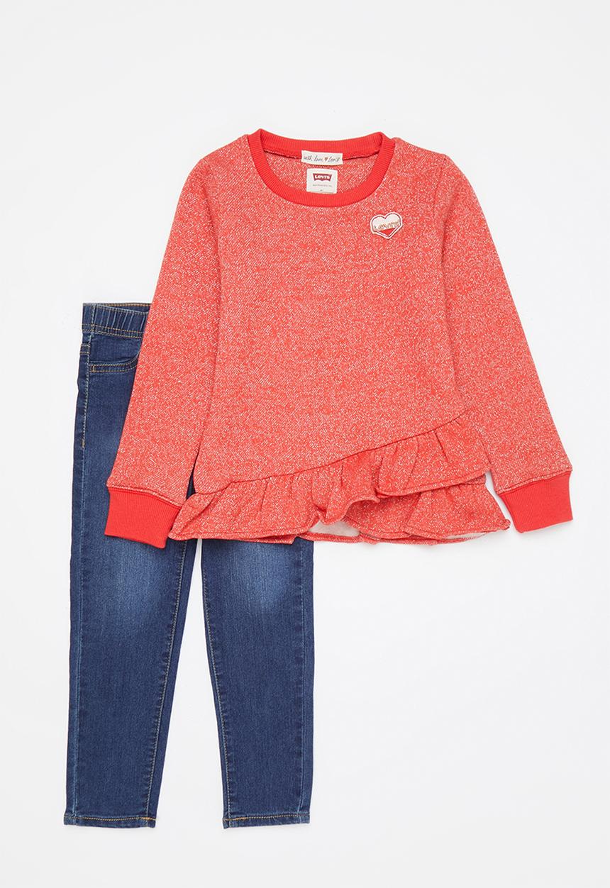 Levi’s® - Lvg knit top w jeans 2pc set - flame scarlet