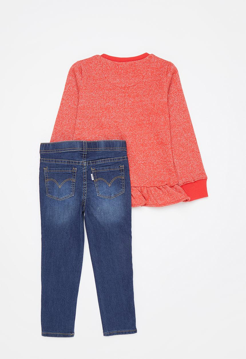 Levi’s® - Lvg knit top w jeans 2pc set - flame scarlet