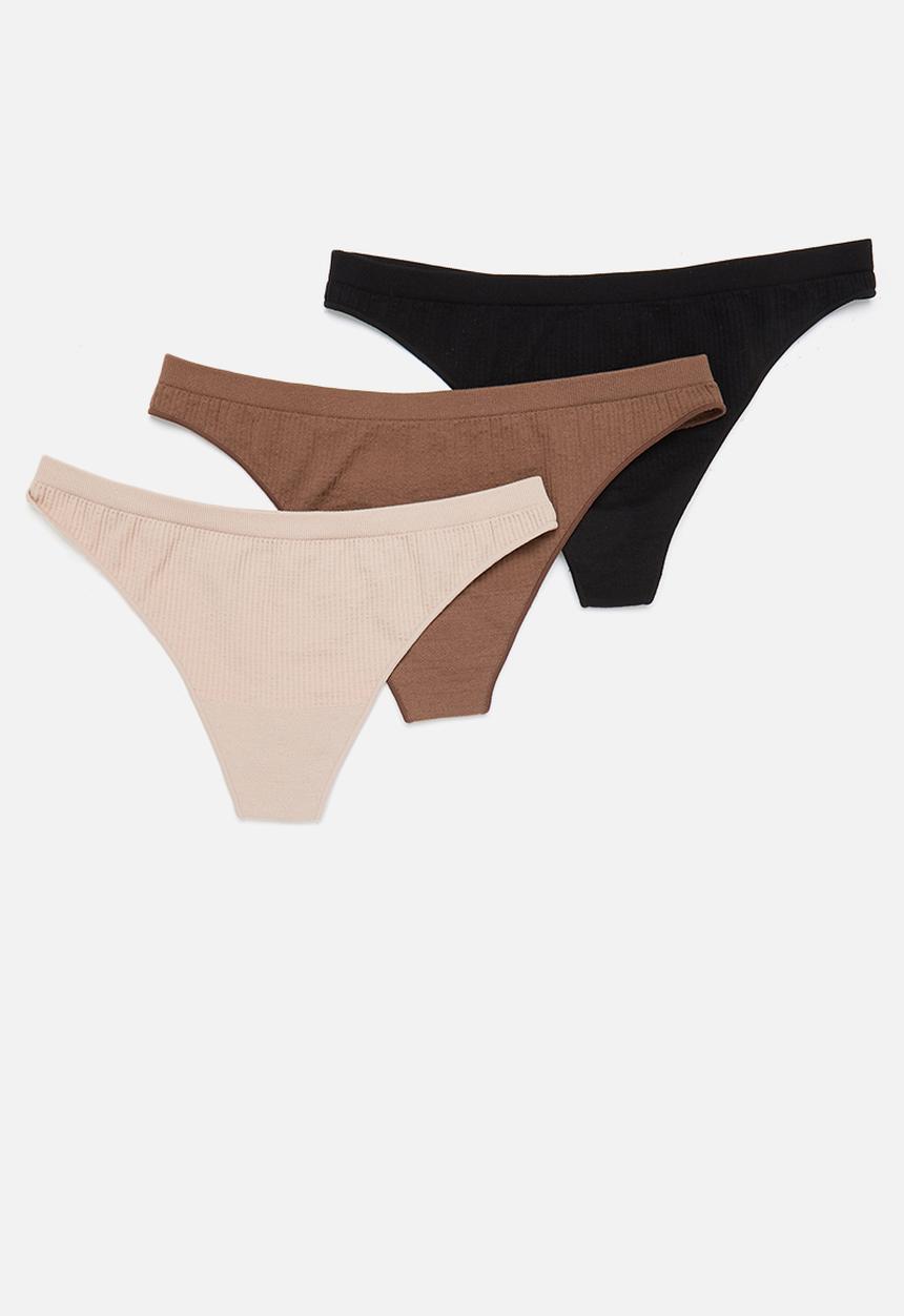 Cotton On - Seamless rib thong brief 3 pack - multi 