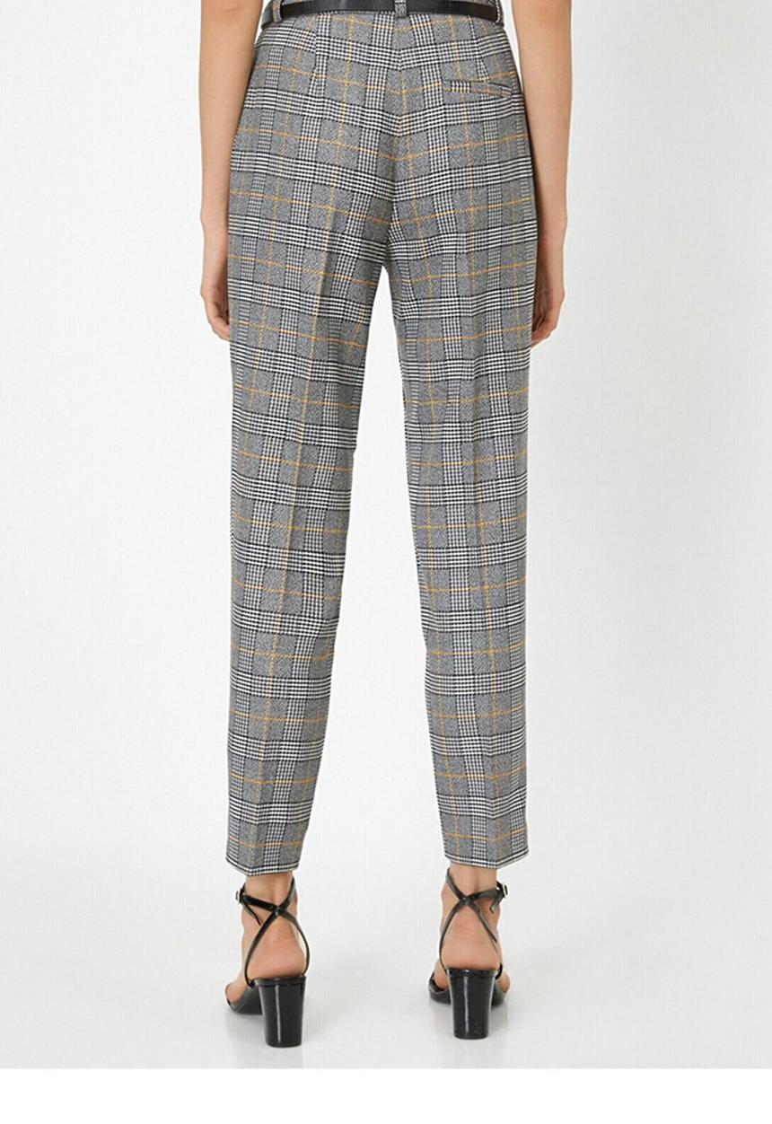Koton - Normal waist pocket detailed checked trousers - grey 