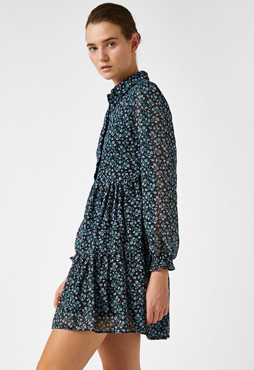 Koton - Long sleeve buttoned mini dress - multi