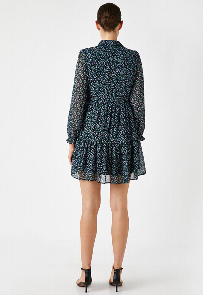 Koton - Long sleeve buttoned mini dress - multi