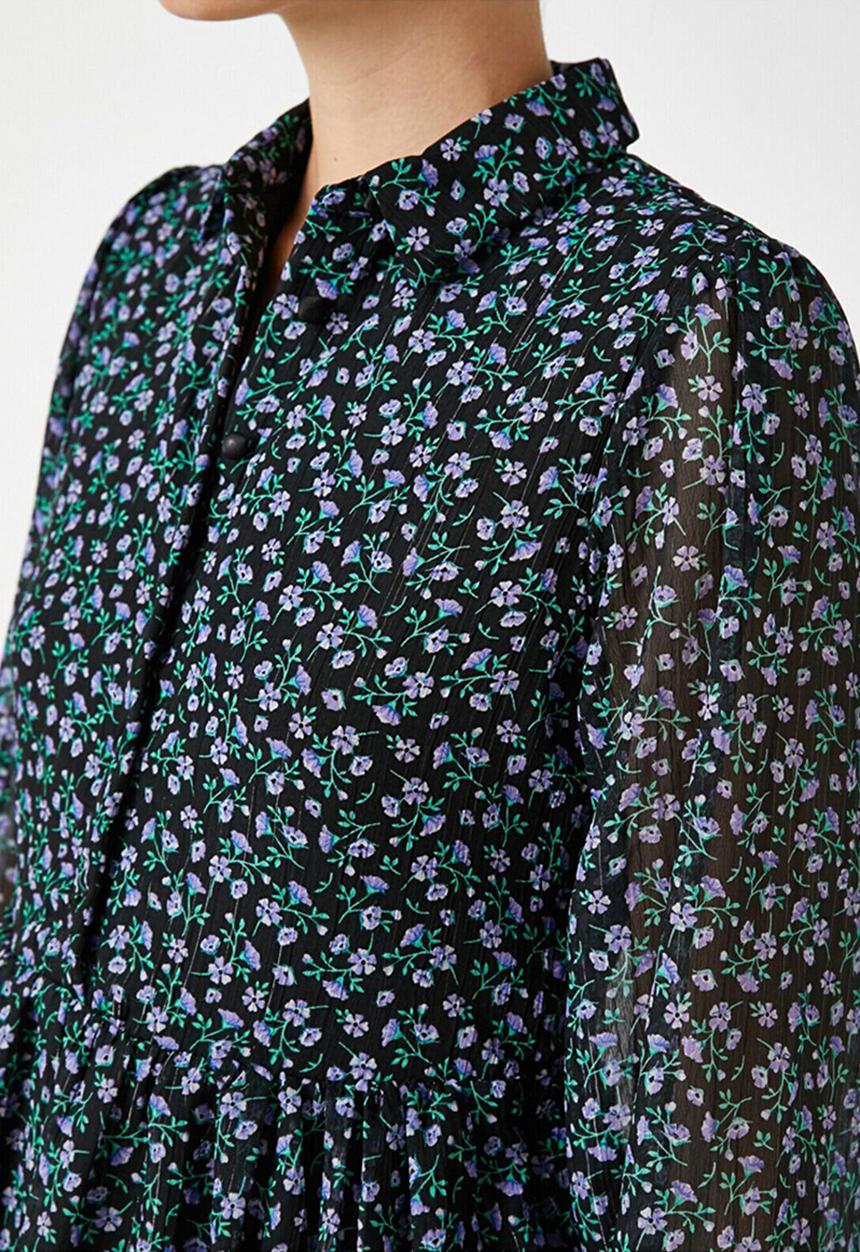 Koton - Long sleeve buttoned mini dress - multi