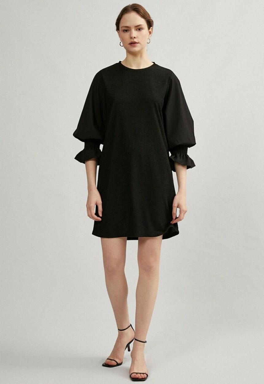 Koton - Crew neck long sleeve midi dress - black