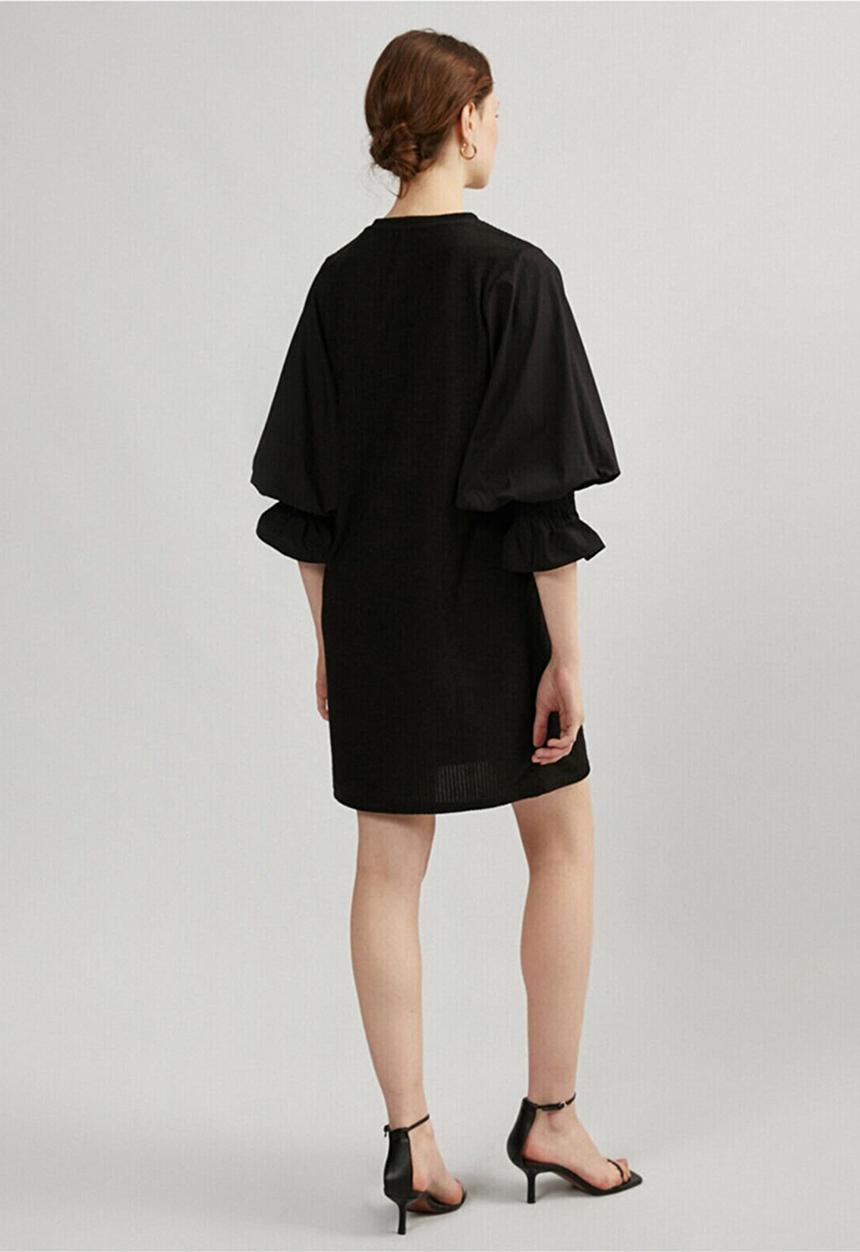 Koton - Crew neck long sleeve midi dress - black