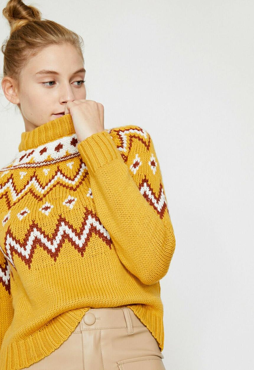 Koton - Crew neck long sleeve jumper - yellow