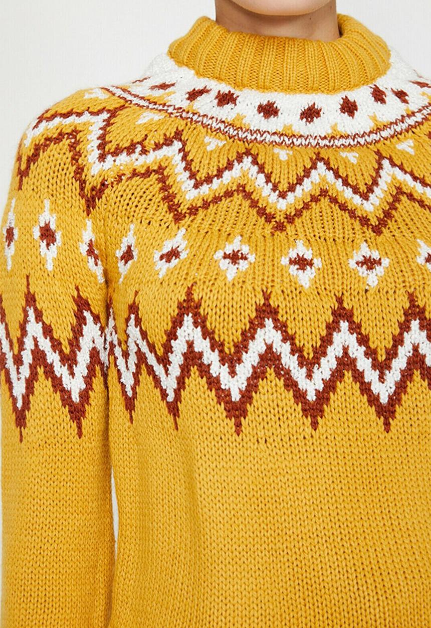 Koton - Crew neck long sleeve jumper - yellow