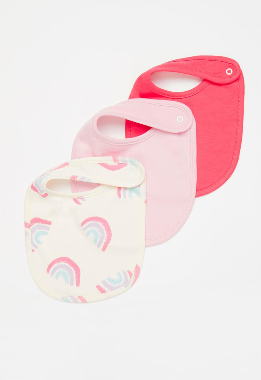 Pop Candy - Girls 3 pack bib set - ecru/pink