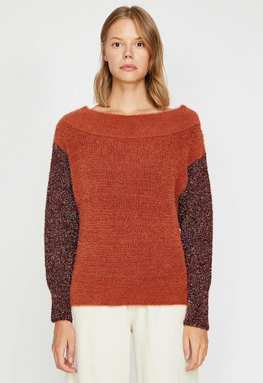 Koton - Bardot knitted jumper - brown & burnt orange