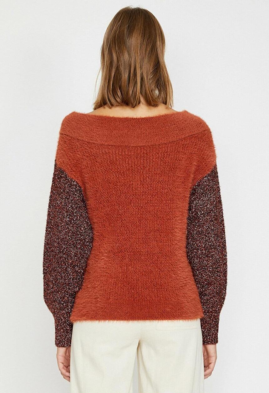 Koton - Bardot knitted jumper - brown & burnt orange