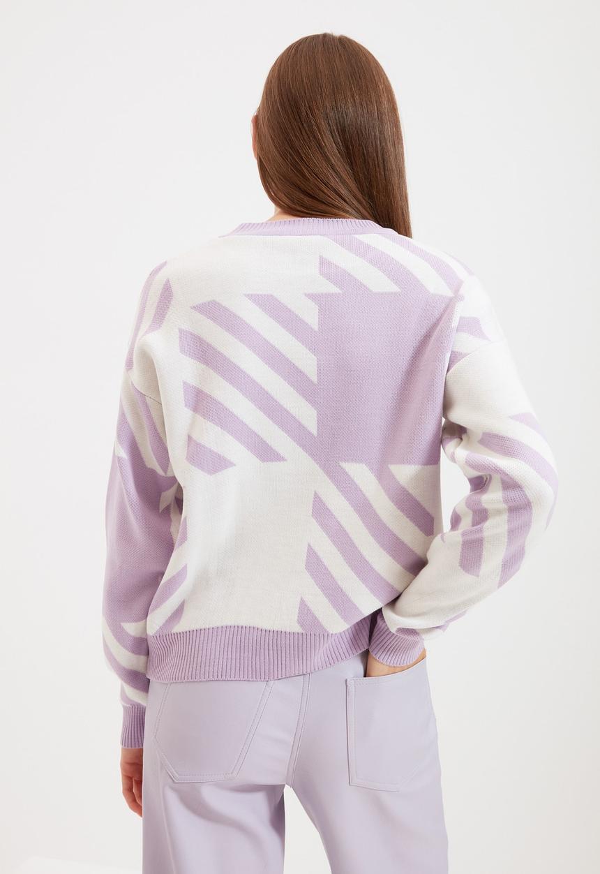 Trendyol - Sleeve detailed knitwear sweater - lilac