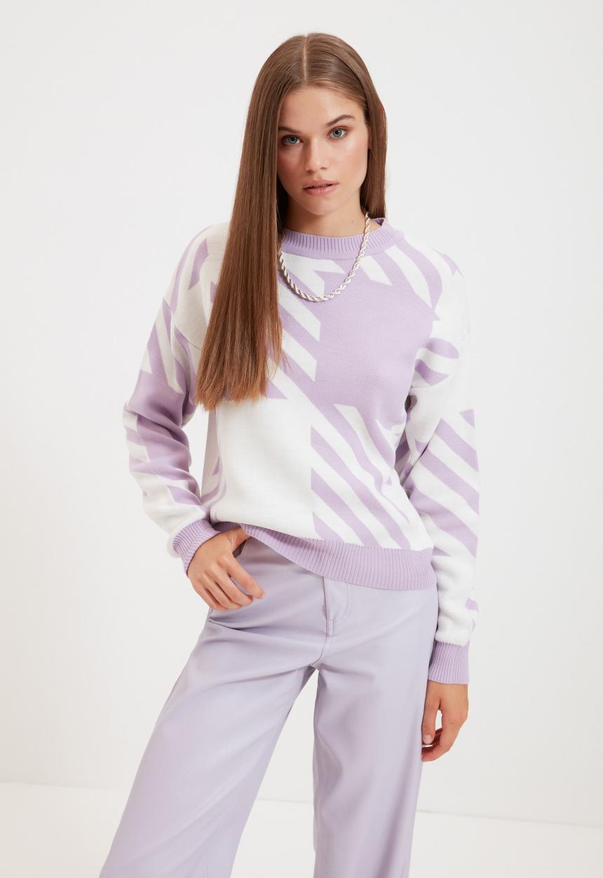 Trendyol - Sleeve detailed knitwear sweater - lilac